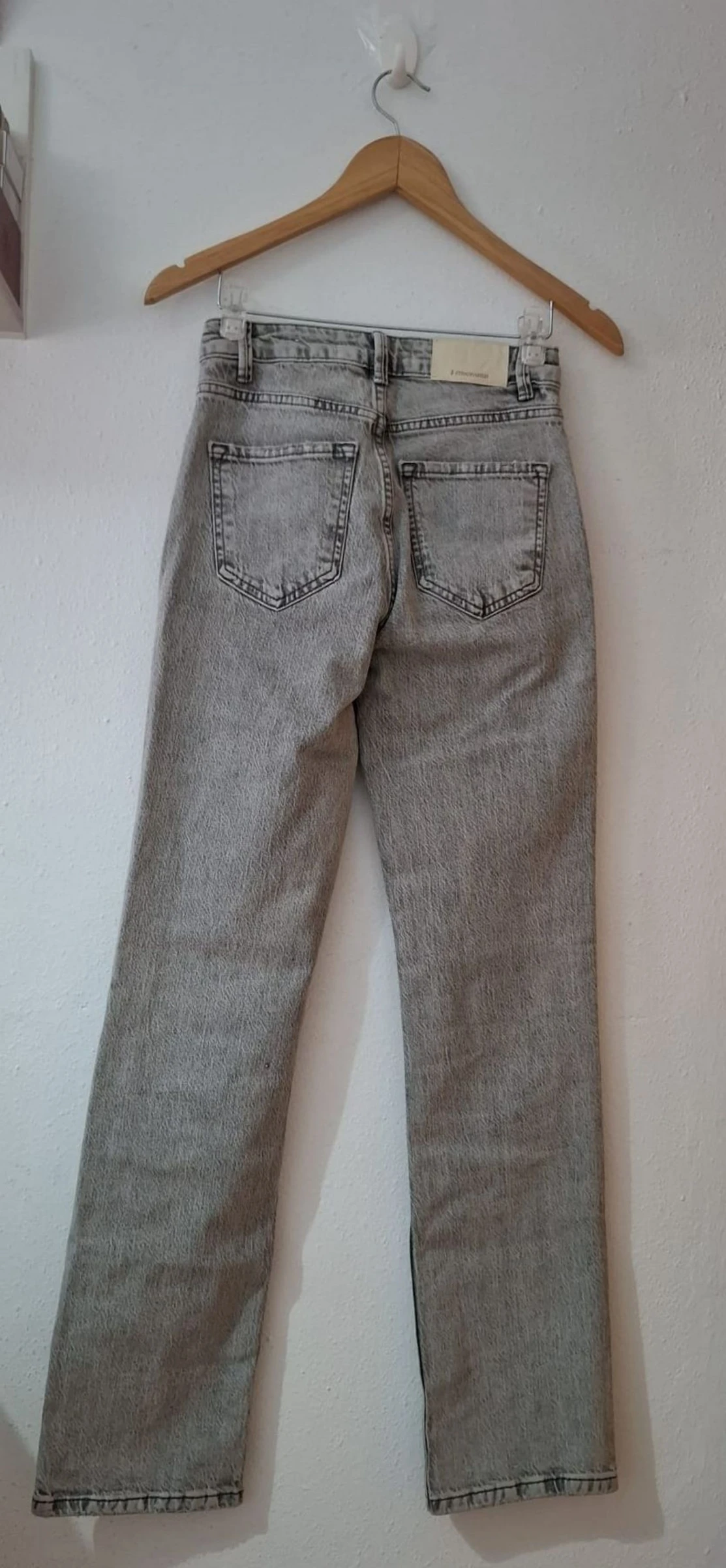 Stradivarius D98 Lichtgrijze Denim Basic Broek – photo 4